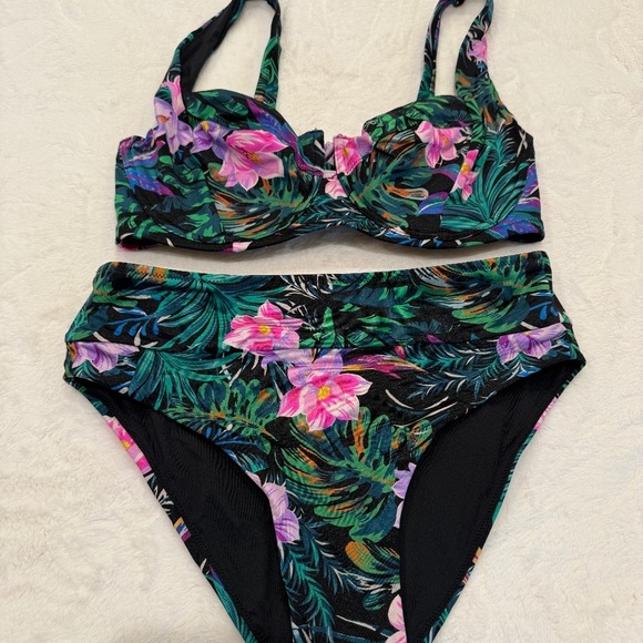 New! Victoria's Secret Black Palm Bikini Set 45572 - Picture 4 of 11